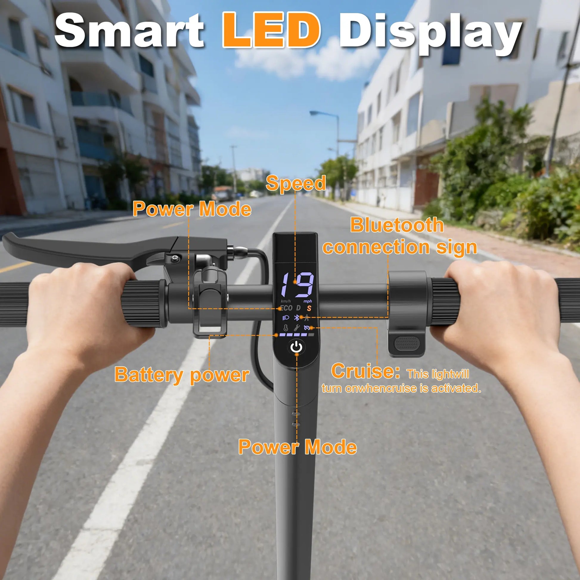 LP30 Electric Scooter for Adults - 350W Motor, 19 MPH Max Speed, 15-Mi Range, Smart App Control, Bright Front Lights, Integrated Brake Lights, Rear Hub Brake, Portable Foldable Lightweight Design, App Controlled Scooter