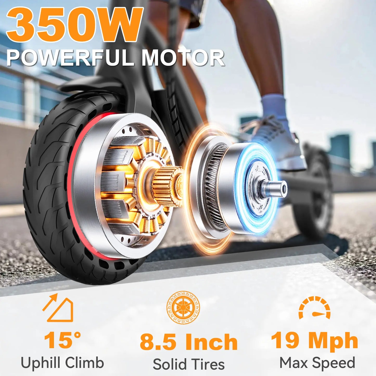 LP30 Electric Scooter for Adults - 350W Motor, 19 MPH Max Speed, 15-Mi Range, Smart App Control, Bright Front Lights, Integrated Brake Lights, Rear Hub Brake, Portable Foldable Lightweight Design, App Controlled Scooter