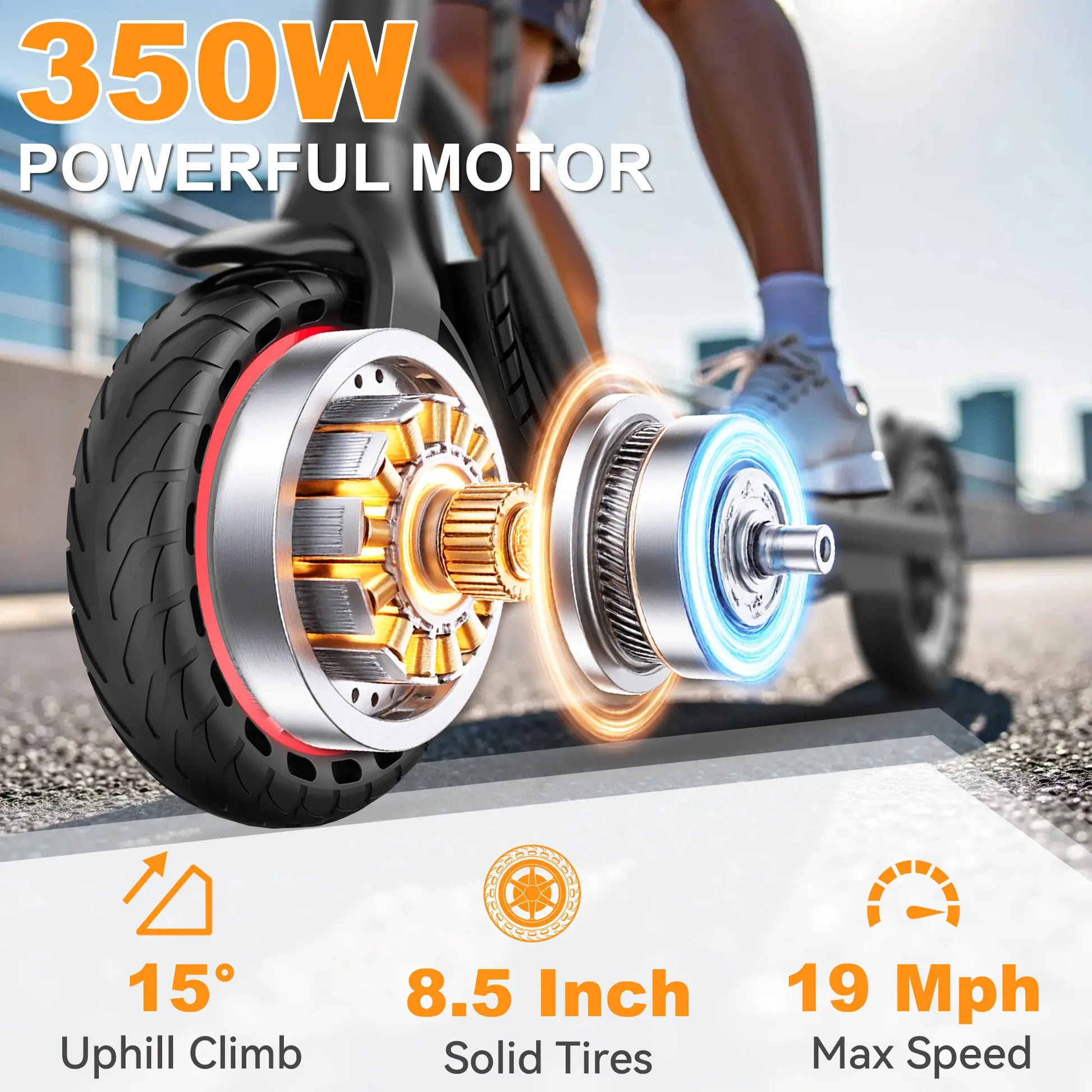 LP30 Electric Scooter for Adults - 350W Motor, 19 MPH Max Speed, 15-Mi Range, Smart App Control, Bright Front Lights, Integrated Brake Lights, Rear Hub Brake, Portable Foldable Lightweight Design, App Controlled Scooter