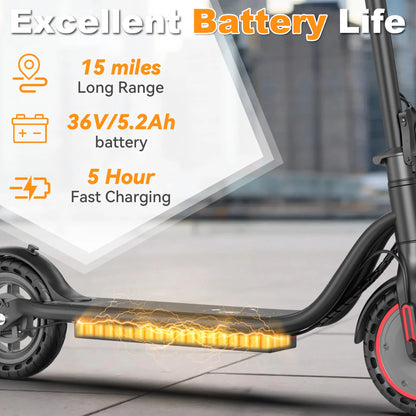 LP30 Electric Scooter for Adults - 350W Motor, 19 MPH Max Speed, 15-Mi Range, Smart App Control, Bright Front Lights, Integrated Brake Lights, Rear Hub Brake, Portable Foldable Lightweight Design, App Controlled Scooter