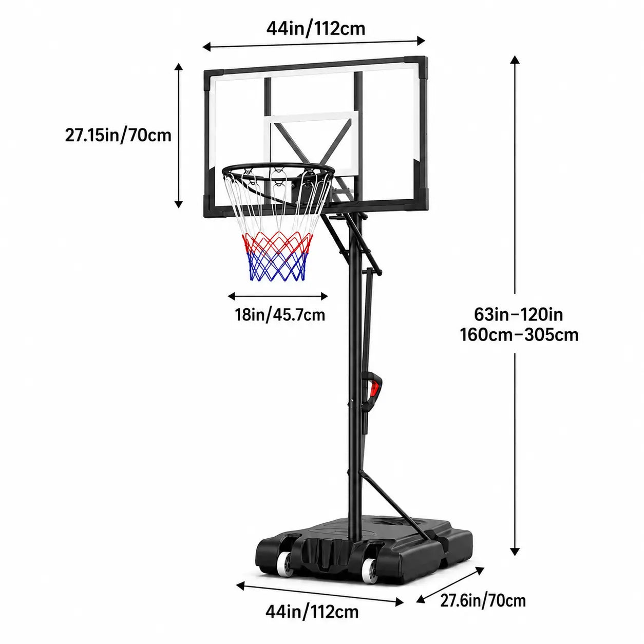 DAYAGO Portable Basketball Hoop System - 8.5 FT Height-Adjustable Goal with 33" Backboards, Wheels, Ideal for Children'S Training Equipment, Driveway & Indoor/Outdoor Play, Adults