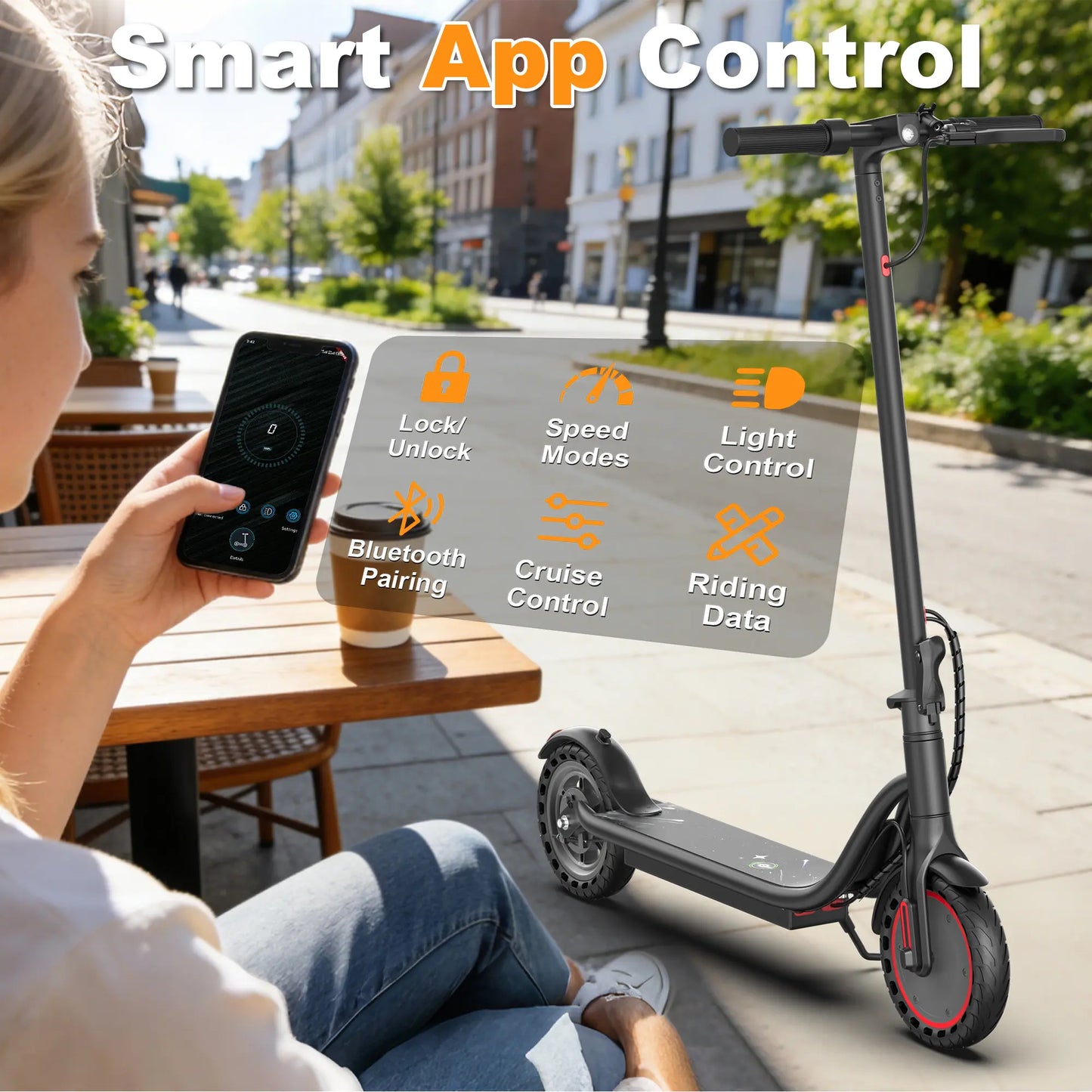 LP30 Electric Scooter for Adults - 350W Motor, 19 MPH Max Speed, 15-Mi Range, Smart App Control, Bright Front Lights, Integrated Brake Lights, Rear Hub Brake, Portable Foldable Lightweight Design, App Controlled Scooter