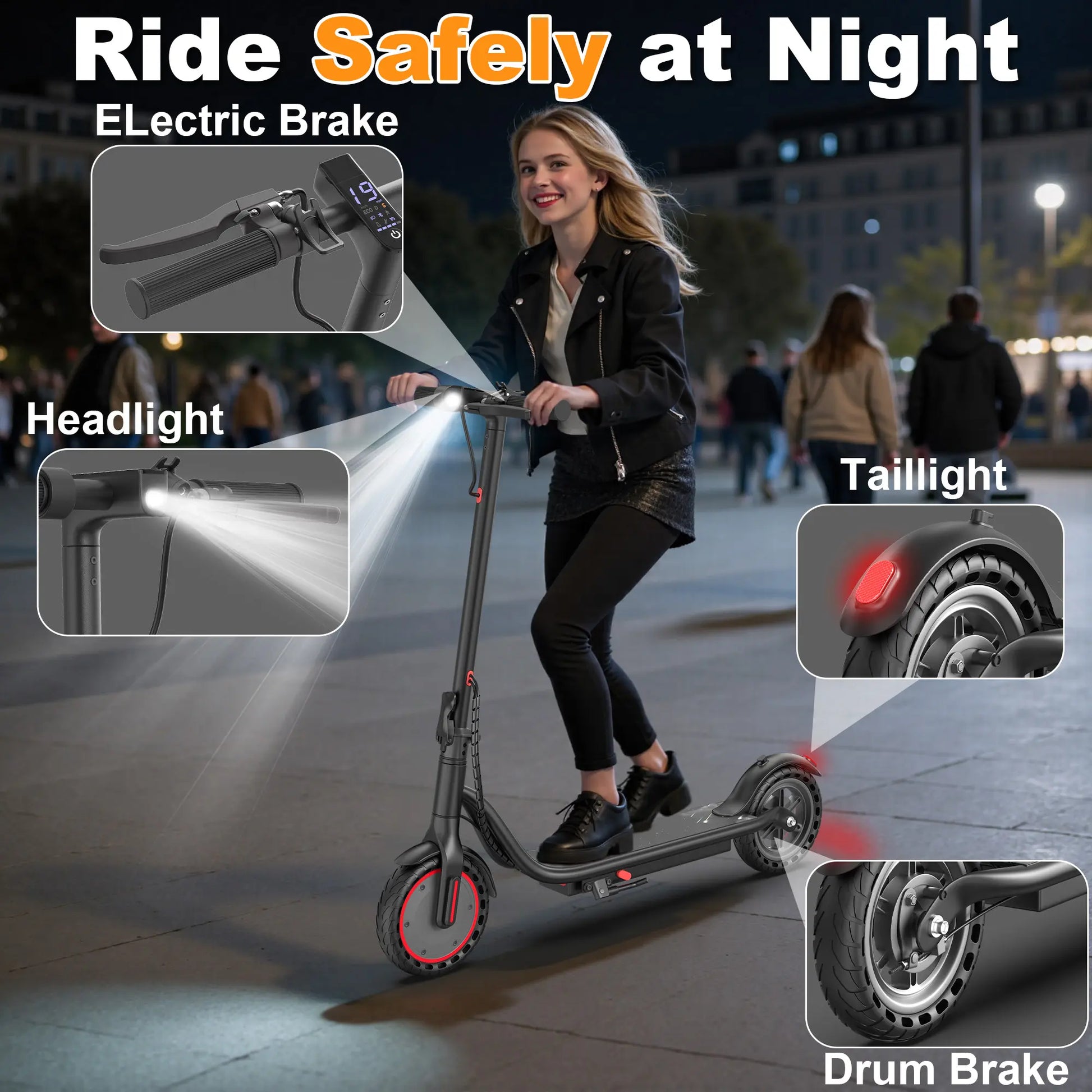 LP30 Electric Scooter for Adults - 350W Motor, 19 MPH Max Speed, 15-Mi Range, Smart App Control, Bright Front Lights, Integrated Brake Lights, Rear Hub Brake, Portable Foldable Lightweight Design, App Controlled Scooter