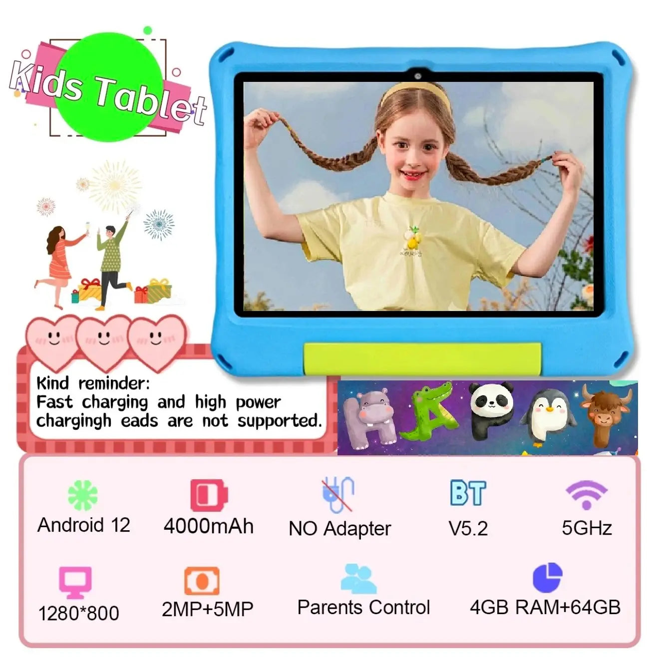 10.1" Kids Android Tablet with SIM Calling & Parental Control – Perfect Gift for Boys & Girls