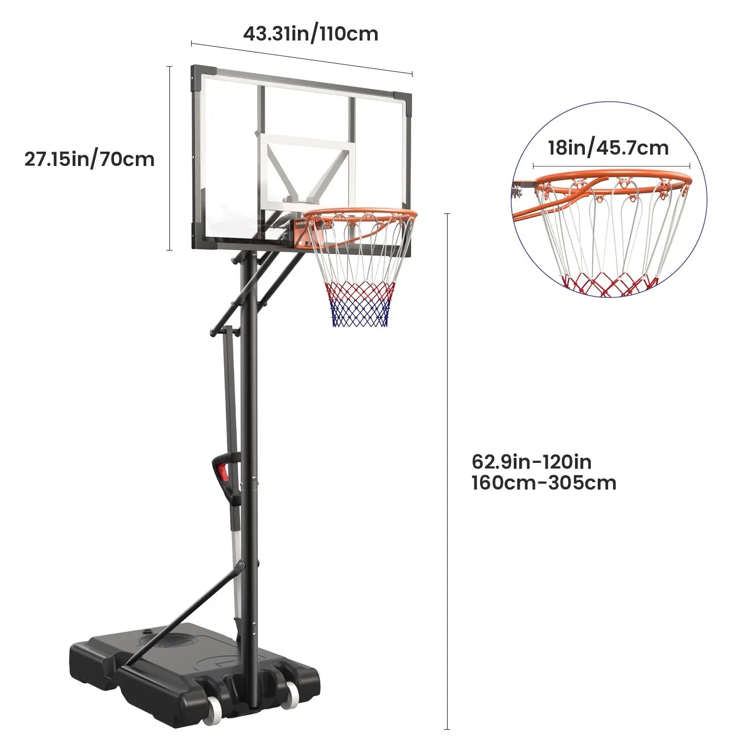 DAYAGO Portable Basketball Hoop System - 8.5 FT Height-Adjustable Goal with 33" Backboards, Wheels, Ideal for Children'S Training Equipment, Driveway & Indoor/Outdoor Play, Adults