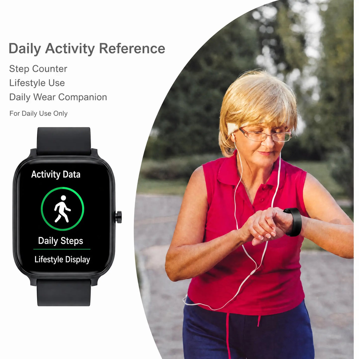 Smart Watch for Men and Women, 2.01" Touch Screen Lifestyle Watch with Message Reminder, Step Counter, Alarm, Timer, Music Control, Comfortable Strap, Compatible with Most Ios and Android Smartphones Fathersdaygift